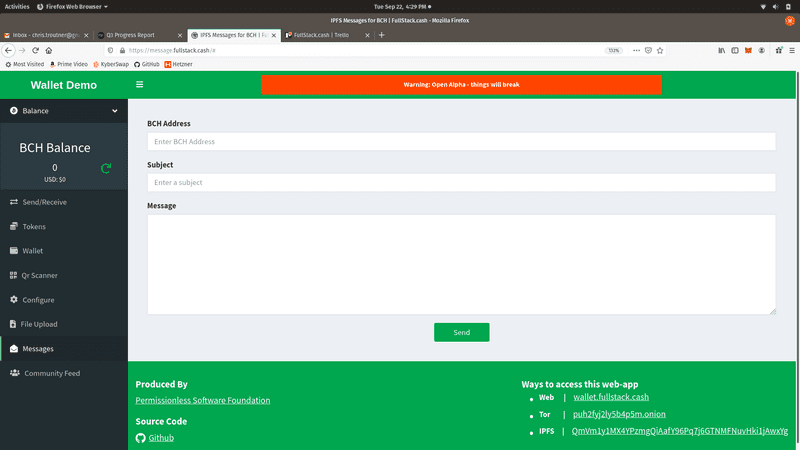 message.fullstack.cash e2e encrypted messaging